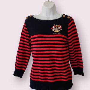 Ralph Lauren Navy and Red Striped Sweater